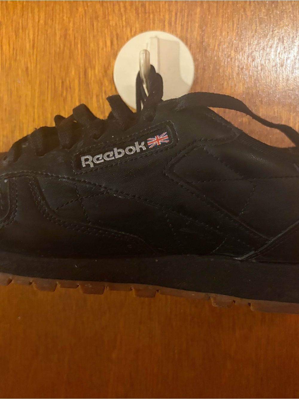Reebok Black Low-Top Leather Athletic Sneaker with Union Jack Accent